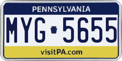 PA license plate MYG5655