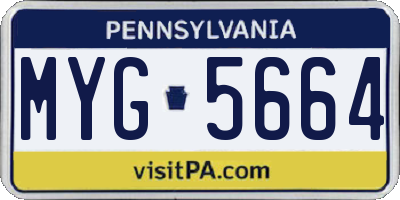 PA license plate MYG5664