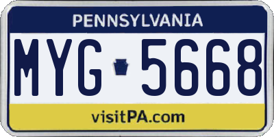 PA license plate MYG5668