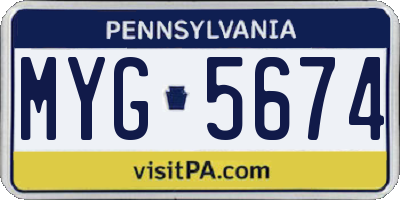 PA license plate MYG5674