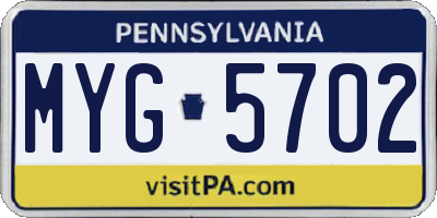 PA license plate MYG5702