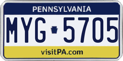 PA license plate MYG5705