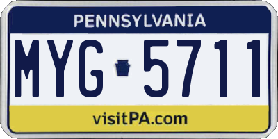 PA license plate MYG5711