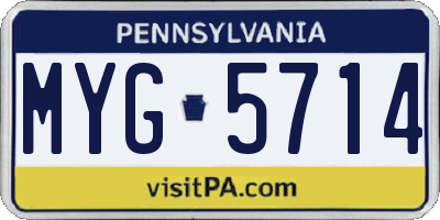 PA license plate MYG5714