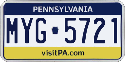 PA license plate MYG5721