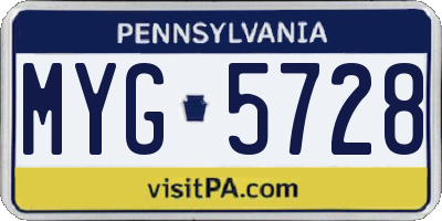 PA license plate MYG5728
