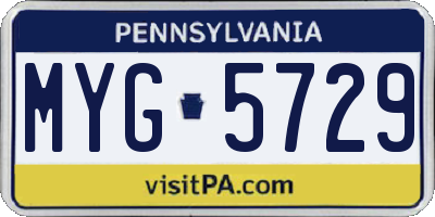 PA license plate MYG5729