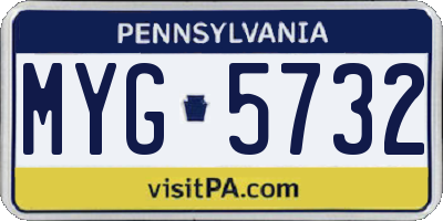 PA license plate MYG5732