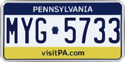 PA license plate MYG5733