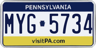 PA license plate MYG5734