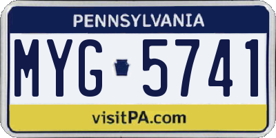 PA license plate MYG5741