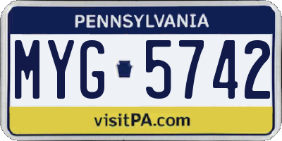 PA license plate MYG5742