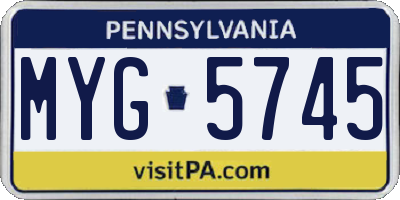 PA license plate MYG5745