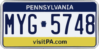 PA license plate MYG5748