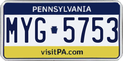 PA license plate MYG5753
