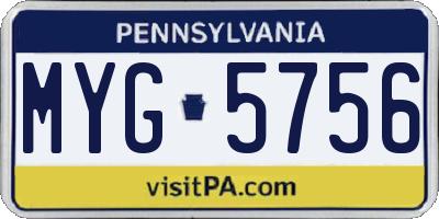 PA license plate MYG5756