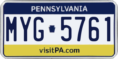 PA license plate MYG5761