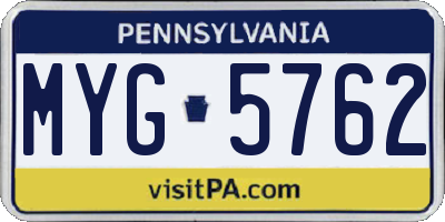 PA license plate MYG5762
