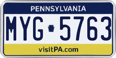 PA license plate MYG5763