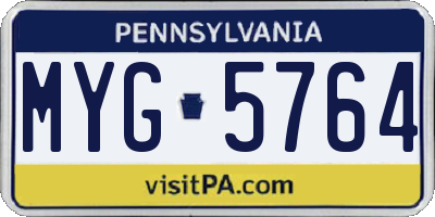 PA license plate MYG5764
