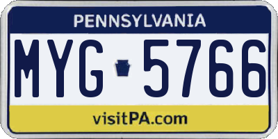 PA license plate MYG5766