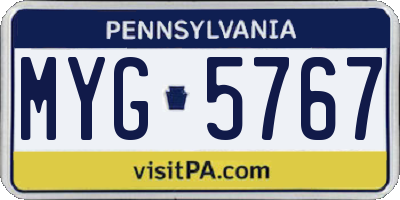 PA license plate MYG5767