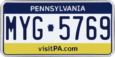 PA license plate MYG5769