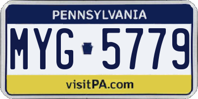 PA license plate MYG5779