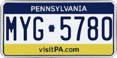PA license plate MYG5780