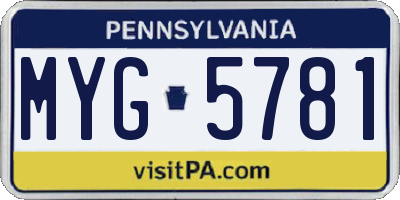 PA license plate MYG5781