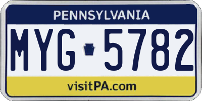 PA license plate MYG5782