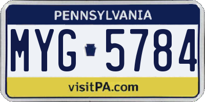 PA license plate MYG5784
