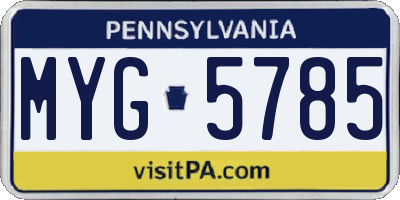 PA license plate MYG5785