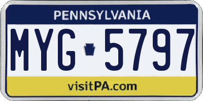 PA license plate MYG5797