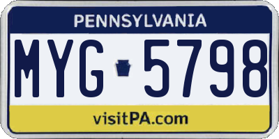 PA license plate MYG5798