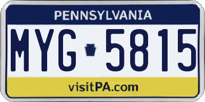 PA license plate MYG5815