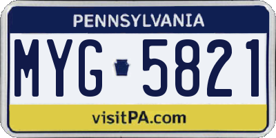 PA license plate MYG5821