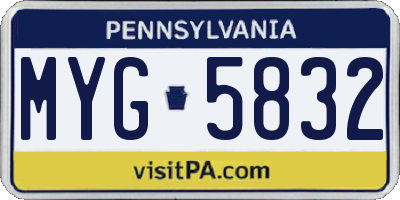 PA license plate MYG5832