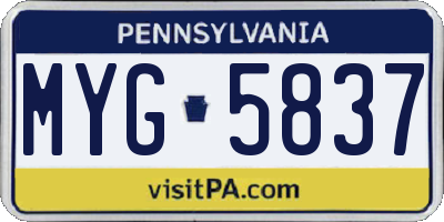 PA license plate MYG5837