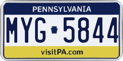 PA license plate MYG5844