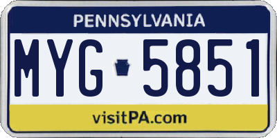 PA license plate MYG5851