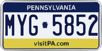 PA license plate MYG5852