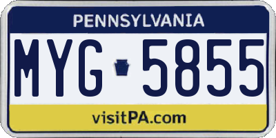 PA license plate MYG5855