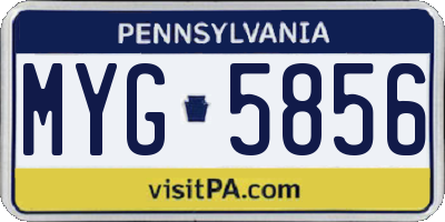 PA license plate MYG5856