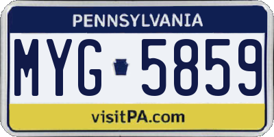PA license plate MYG5859