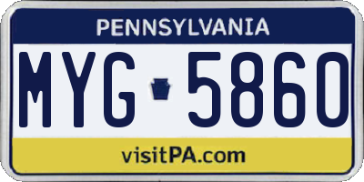 PA license plate MYG5860