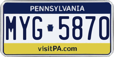 PA license plate MYG5870