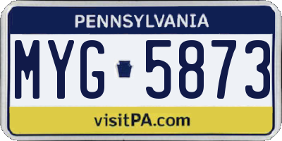 PA license plate MYG5873