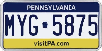 PA license plate MYG5875