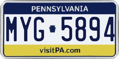 PA license plate MYG5894